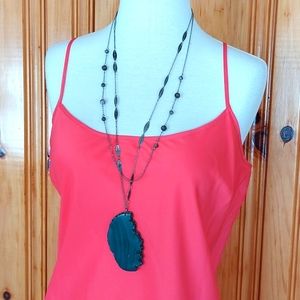Boho dyed agate slice layered necklace